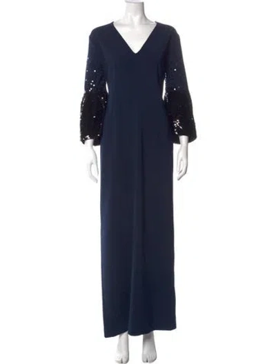 Pre-owned Sachin & Babi V-neck Long Dress In Blue