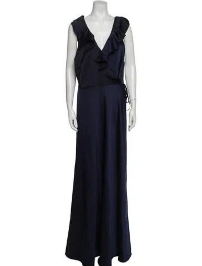 Pre-owned Sachin & Babi V-neck Long Dress In Blue