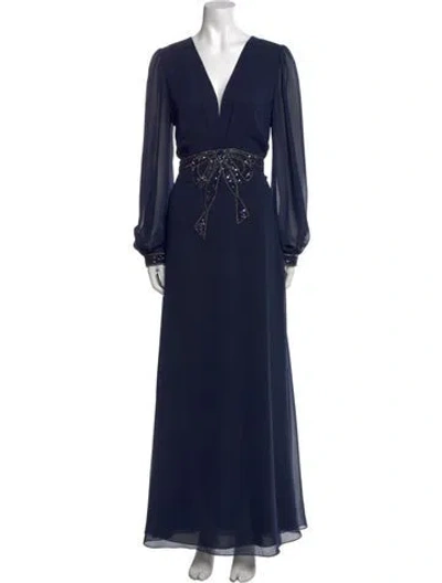 Pre-owned Sachin & Babi V-neck Long Dress In Blue