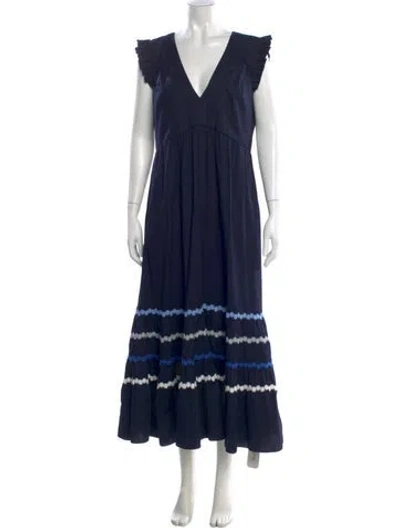 Pre-owned Sachin & Babi V-neck Long Dress In Blue
