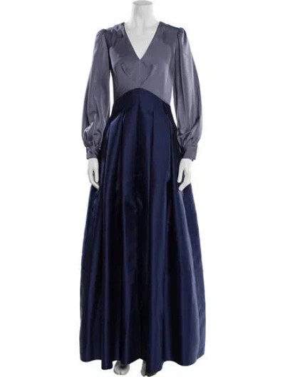 Pre-owned Sachin & Babi V-neck Long Dress In Blue
