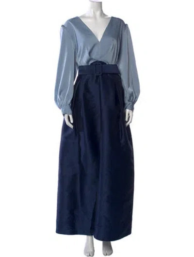 Pre-owned Sachin & Babi V-neck Long Dress In Blue