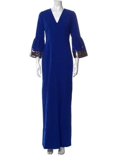 Pre-owned Sachin & Babi V-neck Long Dress In Blue