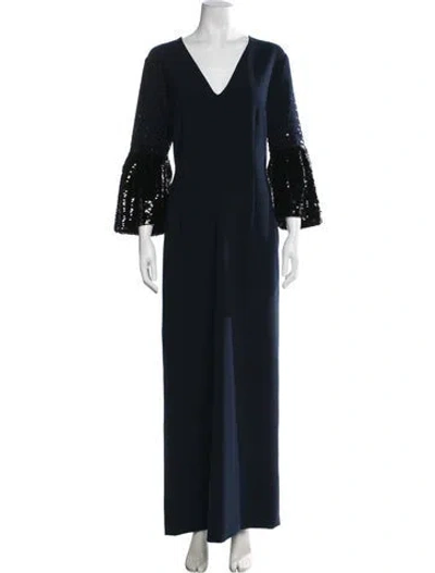 Pre-owned Sachin & Babi V-neck Long Dress In Blue