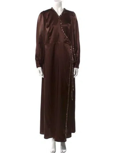Pre-owned Sachin & Babi V-neck Long Dress In Brown