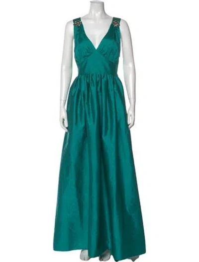 Pre-owned Sachin & Babi V-neck Long Dress In Green
