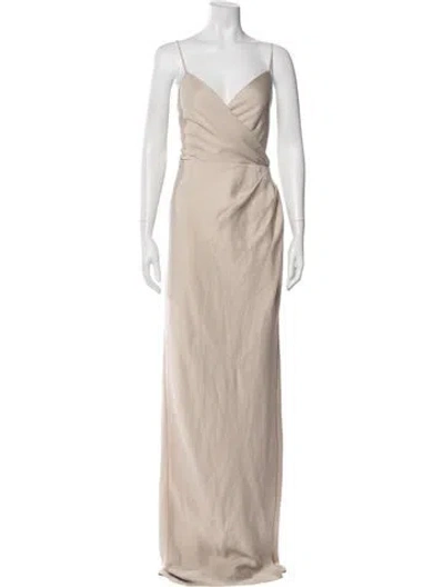 Pre-owned Sachin & Babi V-neck Long Dress In Neutral