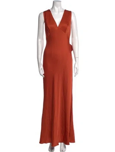 Pre-owned Sachin & Babi V-neck Long Dress In Orange