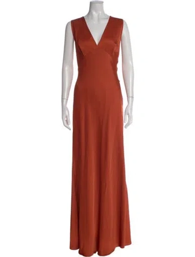 Pre-owned Sachin & Babi V-neck Long Dress In Orange