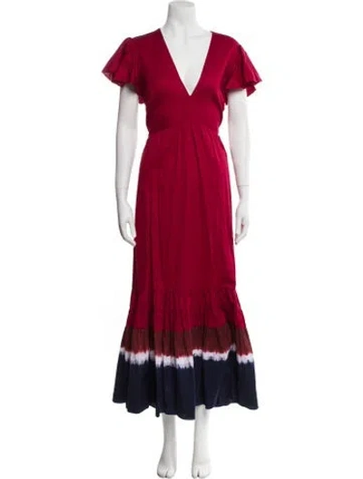 Pre-owned Sachin & Babi V-neck Long Dress In Red