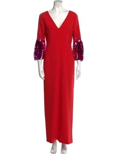 Pre-owned Sachin & Babi V-neck Long Dress In Red