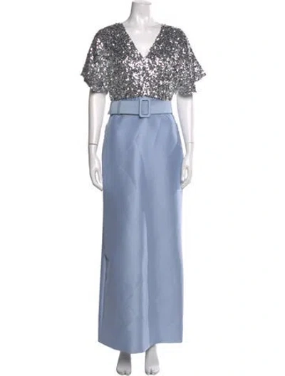 Pre-owned Sachin & Babi V-neck Long Dress W/ Tags In Blue