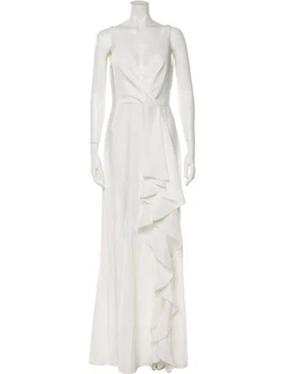 Pre-owned Sachin & Babi V-neck Long Dress In White