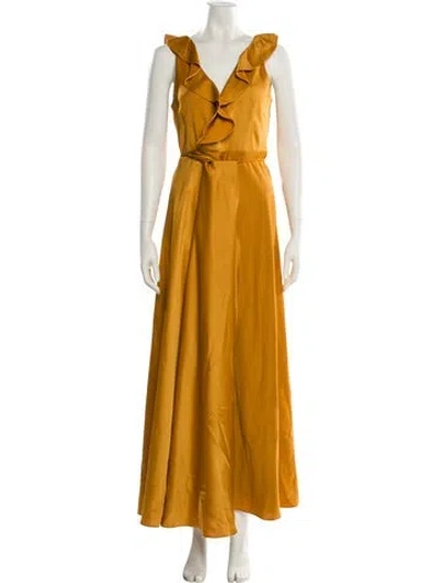 Pre-owned Sachin & Babi V-neck Long Dress In Yellow