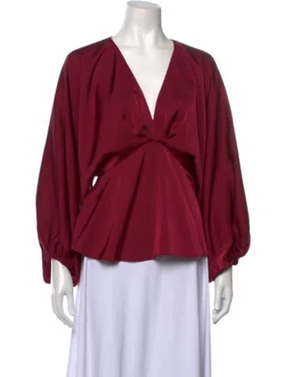 Pre-owned Sachin & Babi V-neck Long Sleeve Blouse In Burgundy