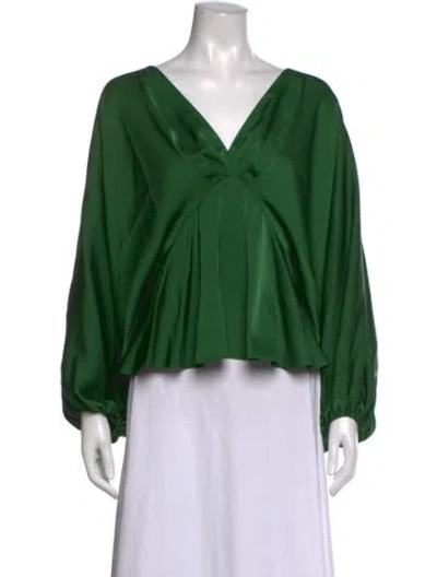 Pre-owned Sachin & Babi V-neck Long Sleeve Blouse W/ Tags In Green