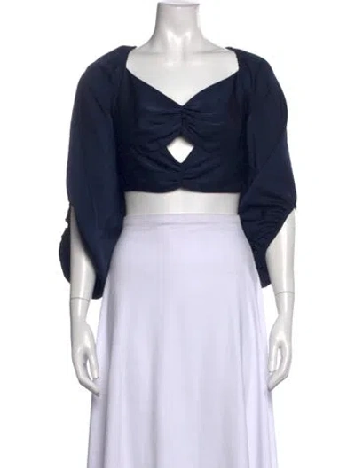 Pre-owned Sachin & Babi V-neck Long Sleeve Crop Top In Black