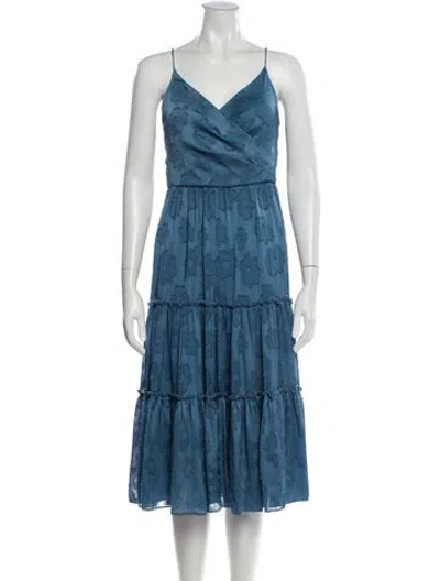 Pre-owned Sachin & Babi V-neck Midi Length Dress In Blue
