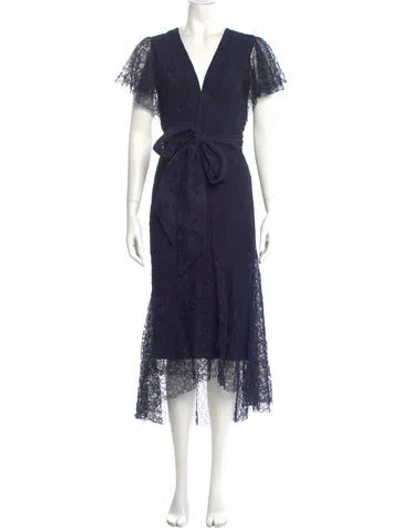 Pre-owned Sachin & Babi V-neck Midi Length Dress In Blue