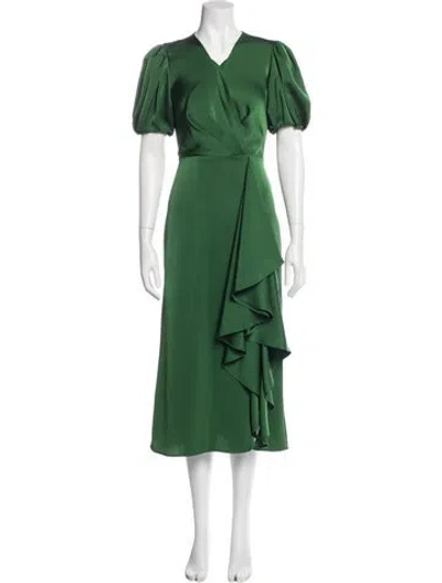 Pre-owned Sachin & Babi V-neck Midi Length Dress In Green