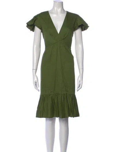 Pre-owned Sachin & Babi V-neck Midi Length Dress In Green