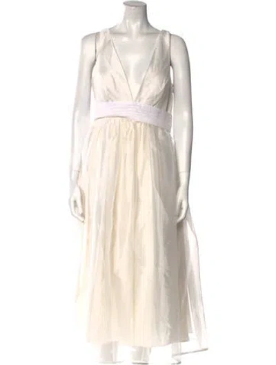 Pre-owned Sachin & Babi V-neck Midi Length Dress In Neutral