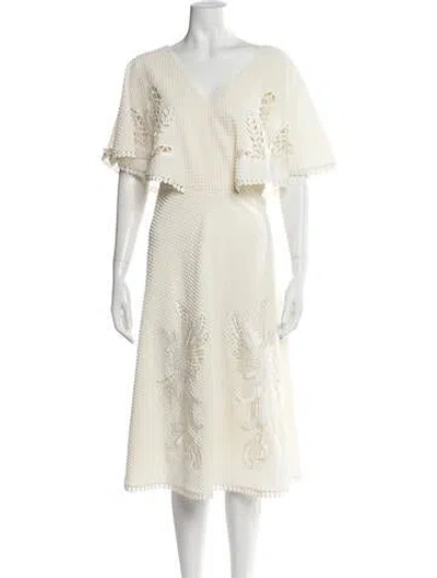 Pre-owned Sachin & Babi V-neck Midi Length Dress In Neutral