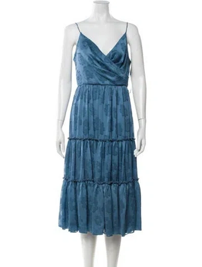 Pre-owned Sachin & Babi V-neck Midi Length Dress W/ Tags In Blue