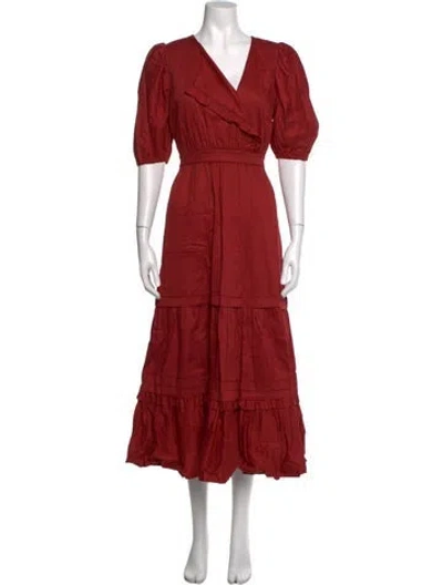 Pre-owned Sachin & Babi V-neck Midi Length Dress W/ Tags In Red