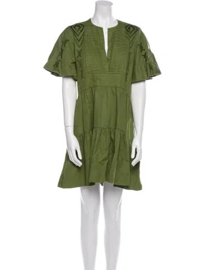 Pre-owned Sachin & Babi V-neck Mini Dress In Green
