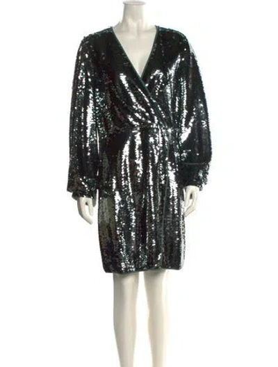 Pre-owned Sachin & Babi V-neck Mini Dress In Green