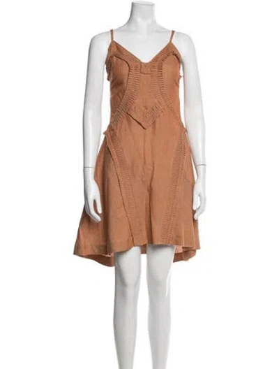Pre-owned Sachin & Babi V-neck Mini Dress In Neutrals
