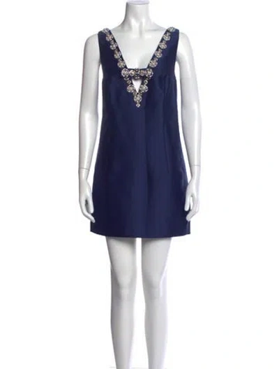 Pre-owned Sachin & Babi V-neck Mini Dress W/ Tags In Blue