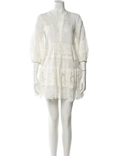 Pre-owned Sachin & Babi V-neck Mini Dress In White