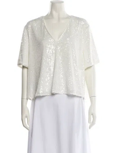 Pre-owned Sachin & Babi V-neck Short Sleeve Crop Top W/ Tags In White