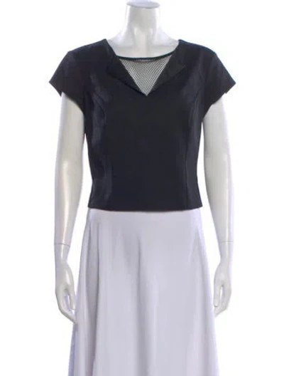 Pre-owned Sachin & Babi V-neck Short Sleeve Top In Black