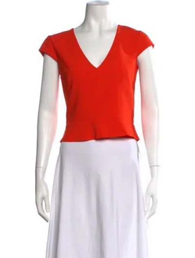 Pre-owned Sachin & Babi V-neck Short Sleeve Top In Red