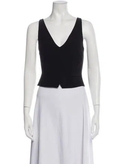 Pre-owned Sachin & Babi V-neck Sleeveless Crop Top In Black