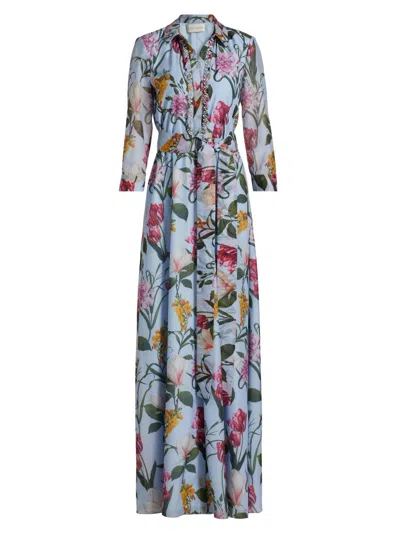 Sachin & Babi Addison Gown In Glacial Blue Blossoms
