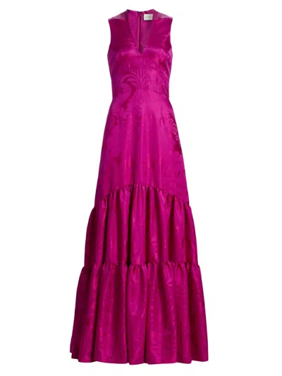 Sachin & Babi Women's Cella Floral Damask A-line Gown In Purple