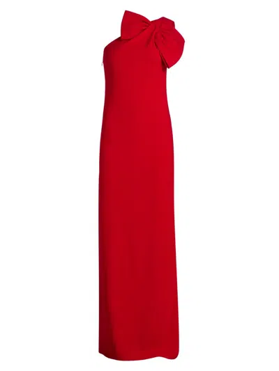 Sachin & Babi Cosette Bow One-shoulder Column Gown In Red