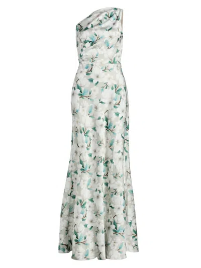 Sachin & Babi Women's Delphine Floral One-shoulder Trumpet Gown In Green