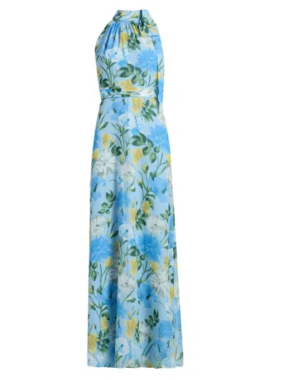 Sachin & Babi Diana Floral Chiffon Maxi Dress In Blue