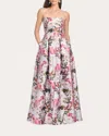 Sachin & Babi Giovanna Strapless Pleated Floral-print Gown In Multi