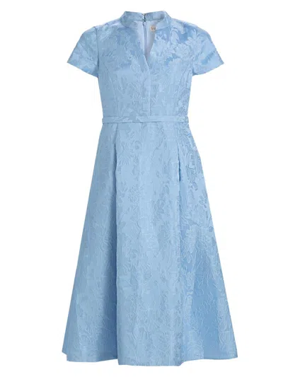 Sachin & Babi Hanna Pleated Floral Jacquard Midi Dress In Blue