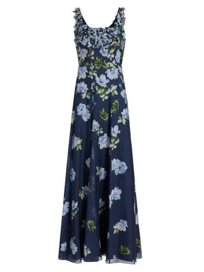 Sachin & Babi Women's Indira Embellished Floral Gown In Blue