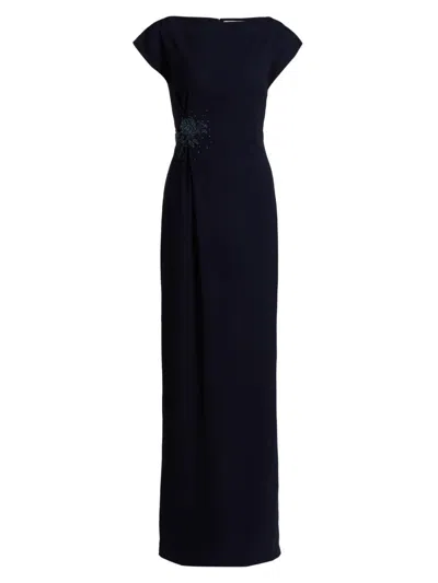 Sachin & Babi Women's Kelly Embellished Stretch-crepe Column Gown In Blue