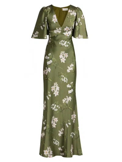 Sachin & Babi Women's Mae Floral Satin Gown In Moss Formosa
