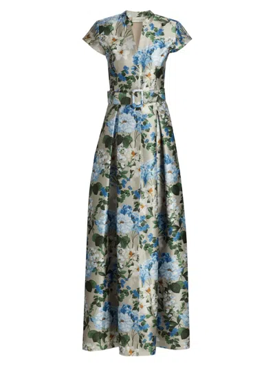 Sachin & Babi Women's Marta Floral Belted Gown In Blue