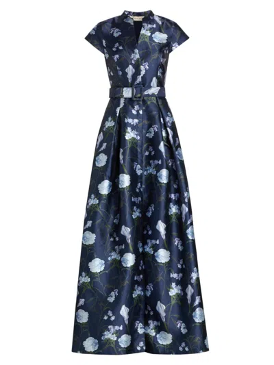 Sachin & Babi Sachin Babi Marta Floral Gown In Blue